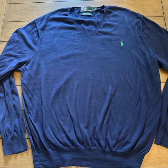Polo Ralph Lauren Pima Cotton Sweater Mens XXL Navy Blue Long Sleeve Pullover - Picture 3 of 10